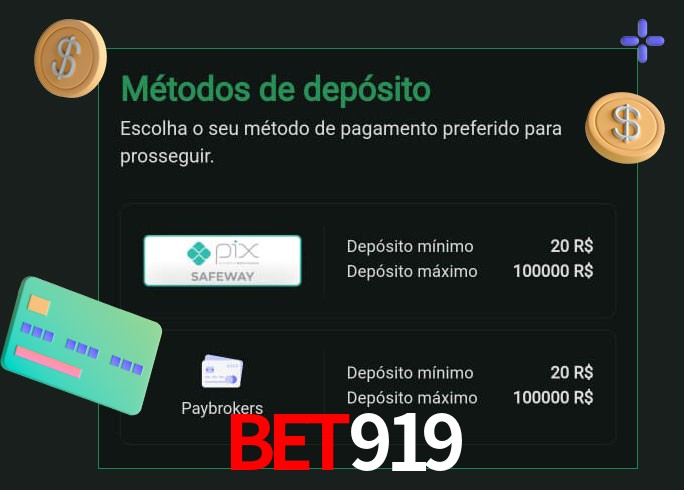 O cassino bet919 oferece uma grande variedade de métodos de pagamento